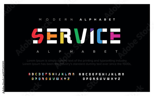 Modern abstract digital alphabet font. Minimal technology typography, Creative urban sport fashion futuristic font and with numbers. vector illustration