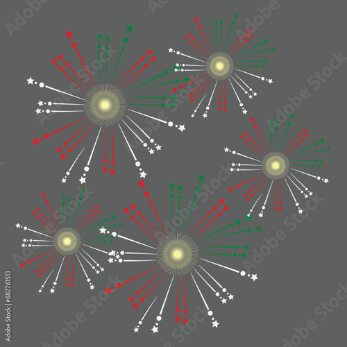 Fireworks celebrate Oman's independence day.  Independence and freedom, 18th November.  Blue, red and white fireworks.