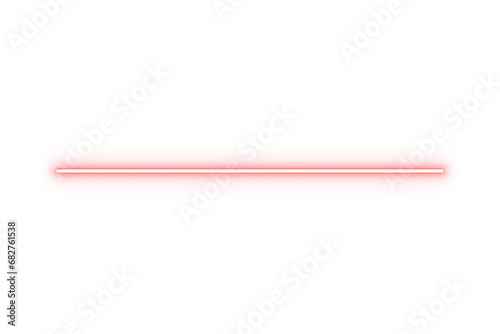 Neon laser line, glowing streak with light. Red ray line with light effect. Techno futuristic impulse line isolated on transparent background. Vector illustration