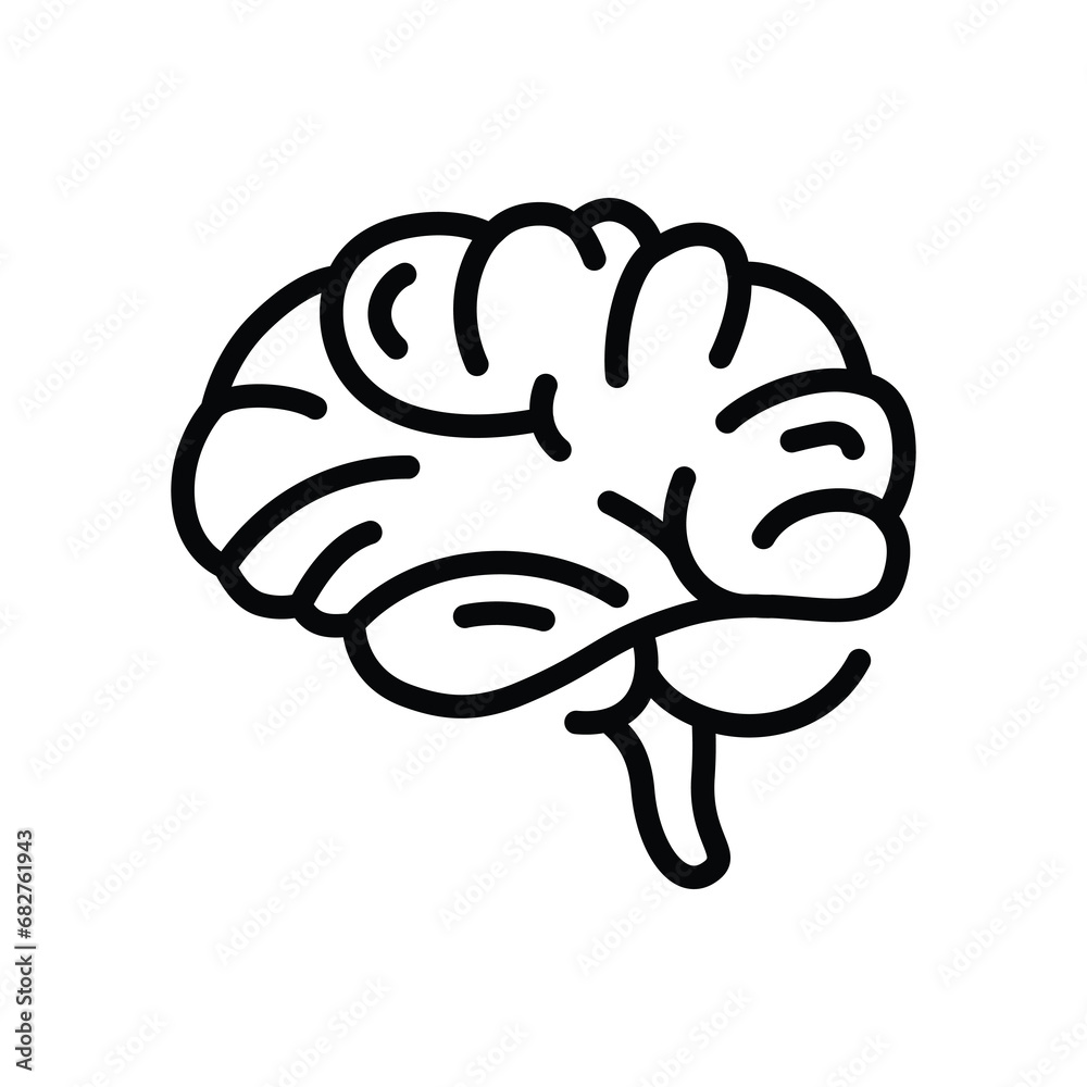 Basic Brain in line style Icon Basic Brain in line style Icon