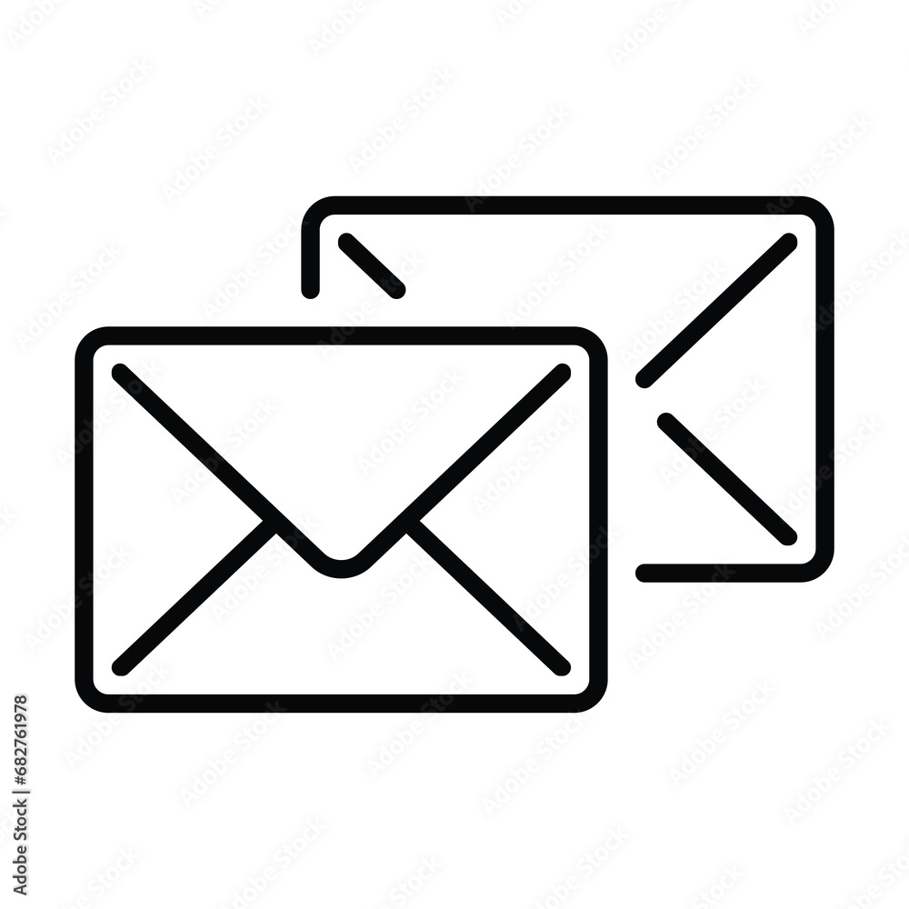 Line style Icon design for two stacked emails Line style Icon design for two stacked emails