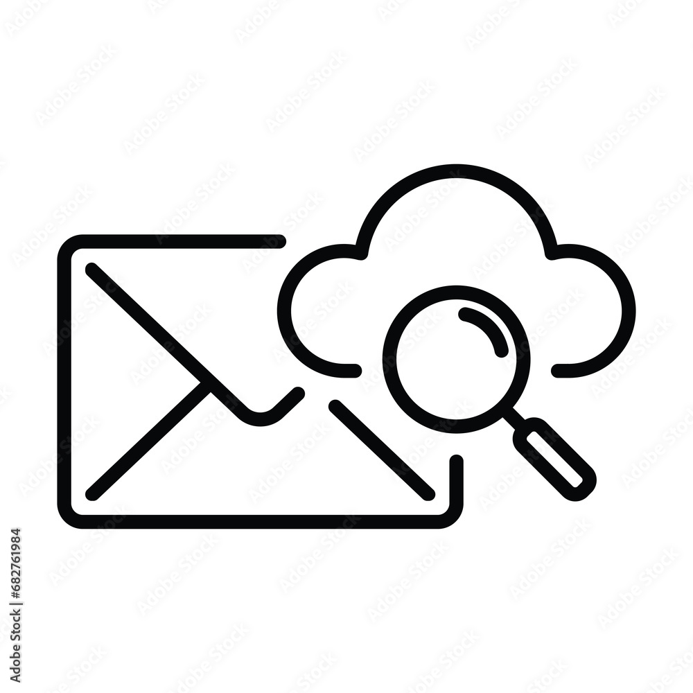 email and cloud icon with searching notification email and cloud icon with searching notification