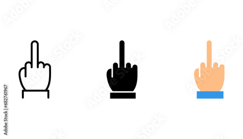Fuck you hand finger icon set. vector illustration on white background