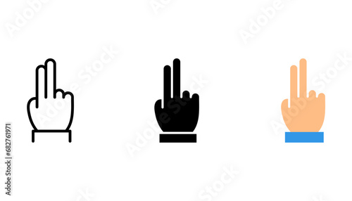 Hand icons set with finger count. Hand gesture symbols, counting by bending fingers. vector illustration on white background
