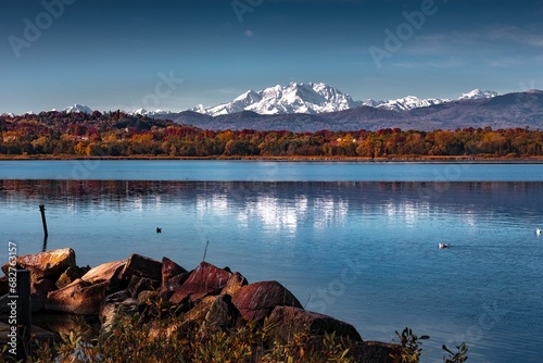 Monte Rosa reflected on Varese lake