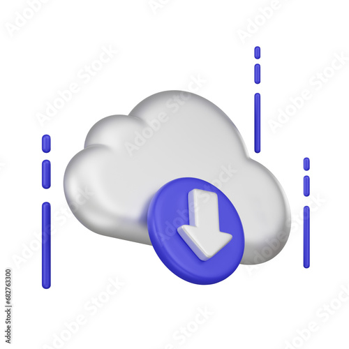 Transform your projects with a 3D-rendered Cloud Download icon. Capture the essence of swift data retrieval for web, presentations, and modern tech designs. Upgrade your visual language.