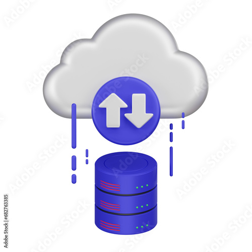 Enhance your projects with a 3D Database Cloud Backup icon. Perfect for web, presentations, and tech designs, symbolizing secure and efficient database backup in the cloud.