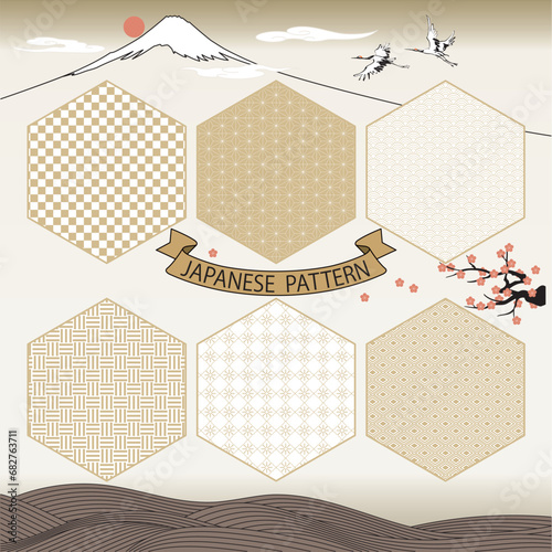 traditional Japanese pattern
Checkered Linen Leaves, Blue Sea Waves, Crane, Plum, Fuji, Wave Pattern, Sunrise