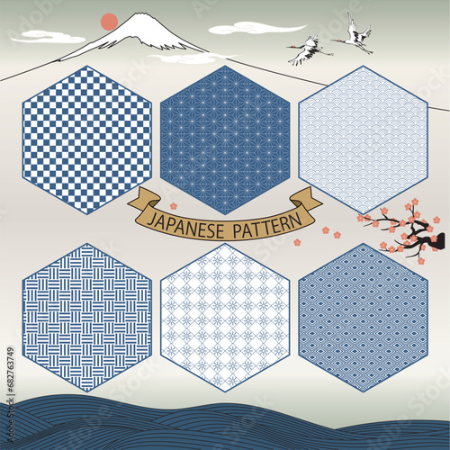 traditional Japanese pattern
Checkered Linen Leaves, Blue Sea Waves, Crane, Plum, Fuji, Wave Pattern, Sunrise