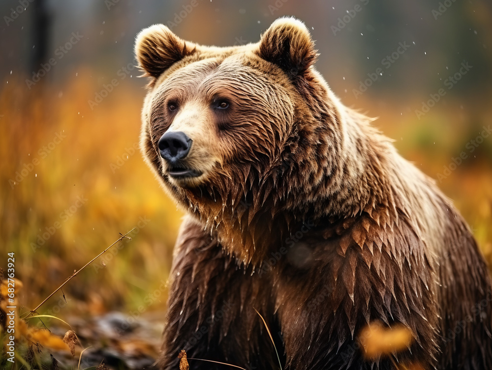 Obraz premium A close-up shot capturing the majestic details of a bear in its natural habitat.