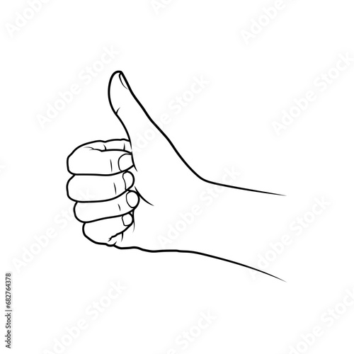Simple Line Illustration of Thumb Up Hand. Symbol of Like. Editable Line. Adjustable Stroke Width.