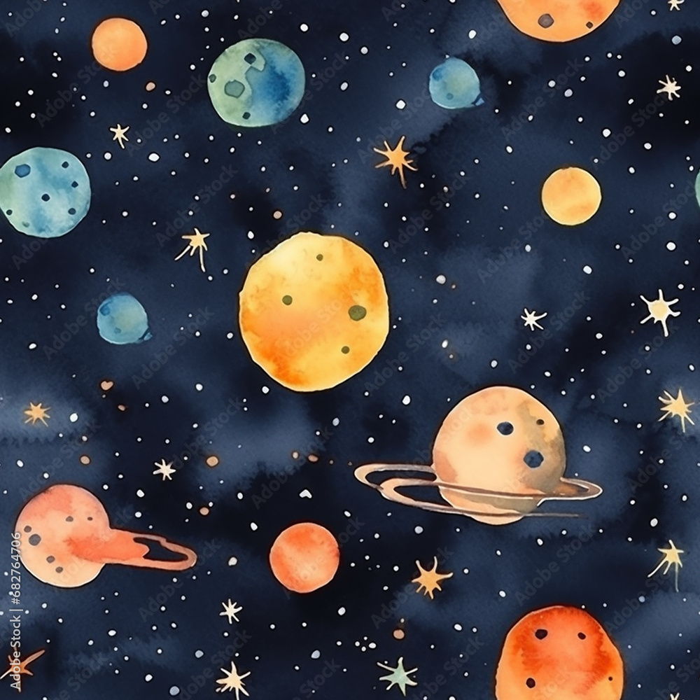 Planet space seamless pattern with planets and stars. Planet space seamless pattern with planets and stars.