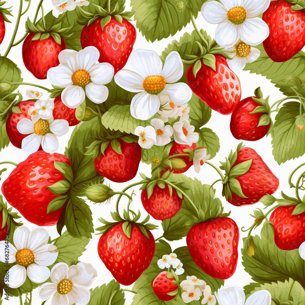 Strawberry seamless pattern. Repeating background with summer fruit. Creative Scandinavian children texture for fabric, packaging, textiles, wallpaper, clothing. Strawberry seamless pattern. Repeating background with summer fruit. Creative Scandinavian children texture for fabric, packaging, textiles, wallpaper, clothing.