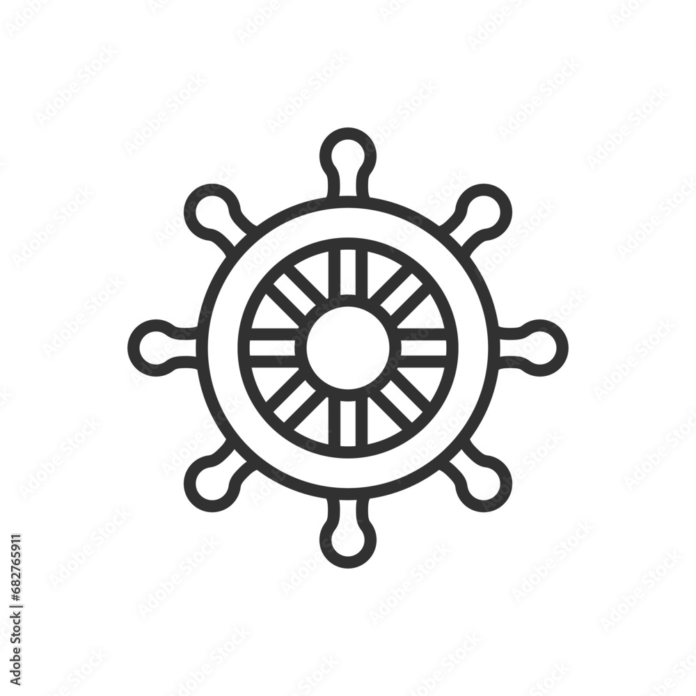 Helm of a ship, linear icon. Line with editable stroke