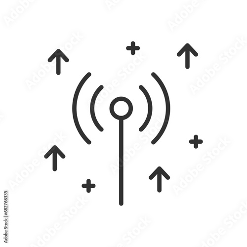 improvement data transmission, linear icon. Antenna. Line with editable stroke