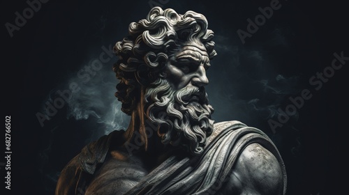 Generative AI, Stoicism concept, sculpture of a stoic, representing philosophy, ancient greek god statue photo