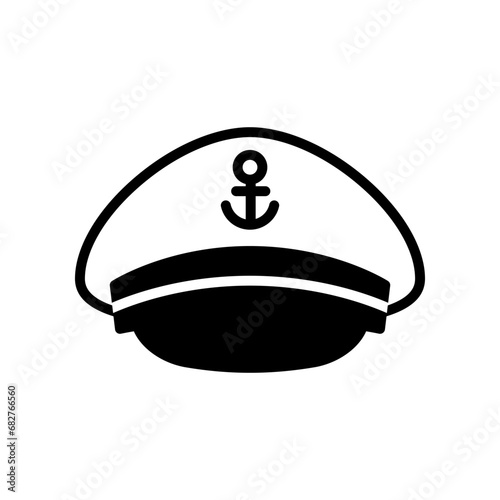 Captain sailor hat icon isolated on white background.