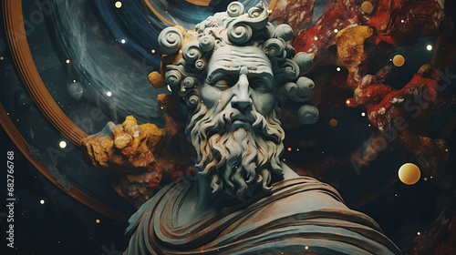 Generative AI, Stoicism concept, sculpture of a stoic, representing philosophy, ancient greek god statue photo