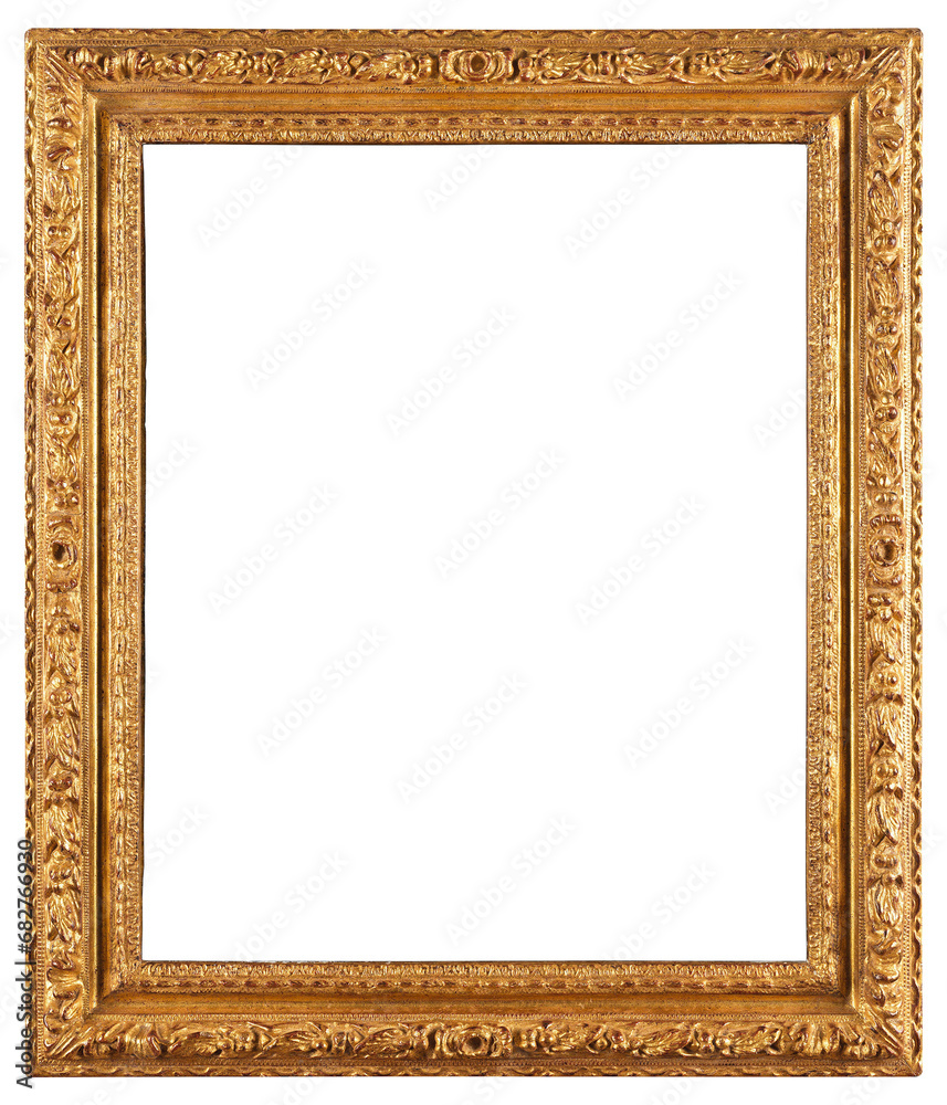 Antique picture frame on a transparent background, in PNG format. Antique picture frame on a transparent background, in PNG format.