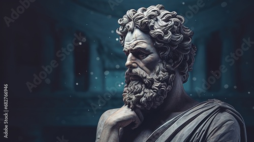 Generative AI, Stoicism concept, sculpture of a stoic, representing philosophy, ancient greek god statue