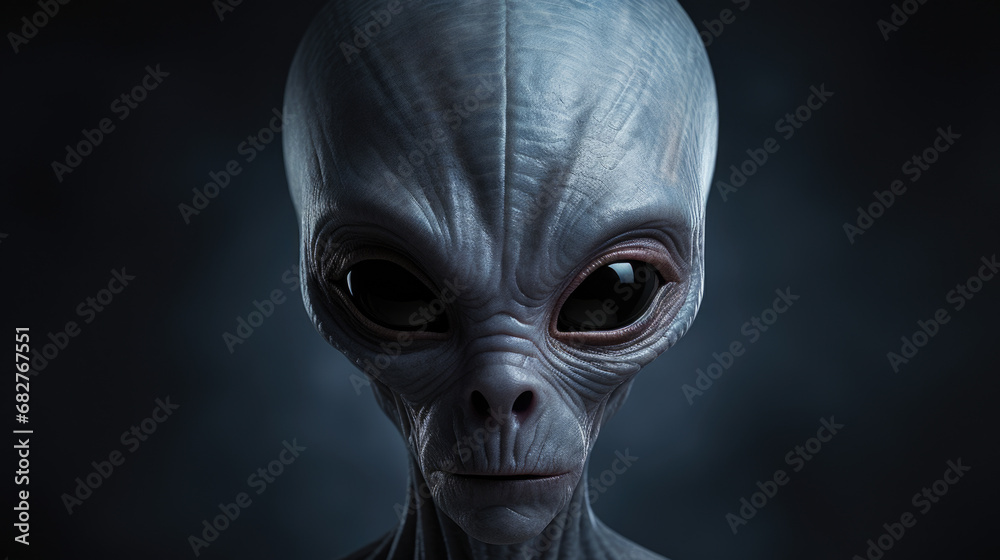 Alien creature has a message for humans. Grey kind humanoid from an other planet portrait series. Alien creature has a message for humans. Grey kind humanoid from an other planet portrait series.