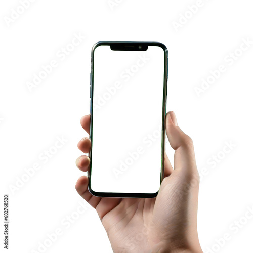 hand holding smartphone transparent background 