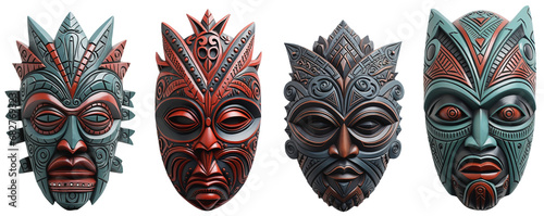 Traditional African masks of the culture and religion of African peoples photo