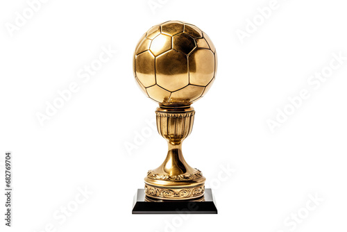 Gold Football Soccer Ball Trophy Isolated on White and PNG Transparent Background