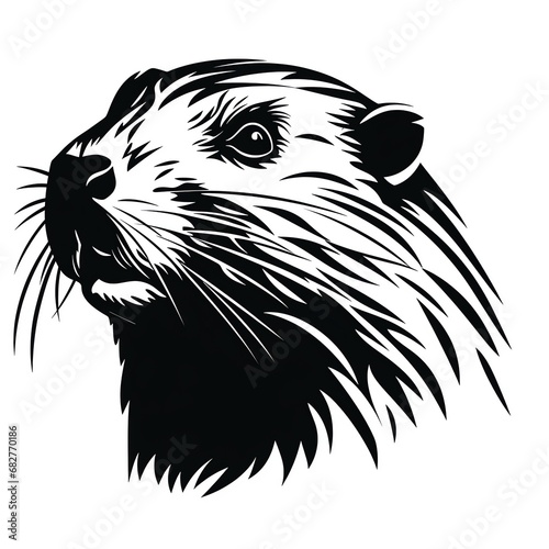 a black and white image of a beaver photo
