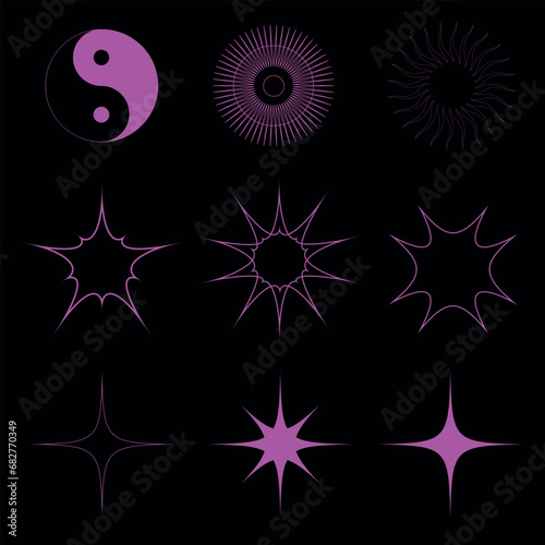 set of stars and symbols brutalism style