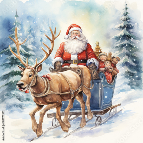 santa claus and reindeer