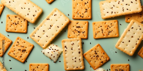 a group of crackers with seeds on them