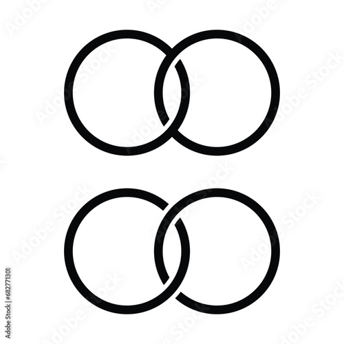 Interlocking or wedding ring icon isolated vector illustration.