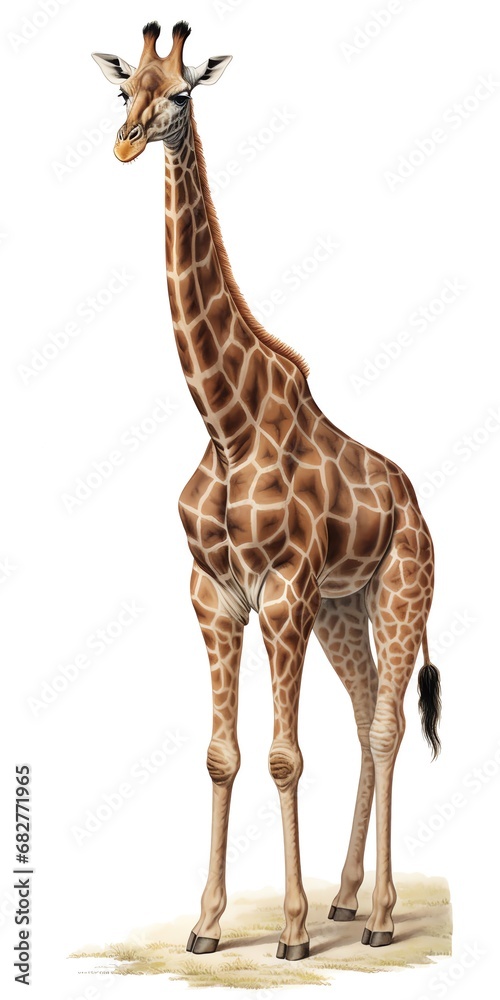 a giraffe standing with its head up