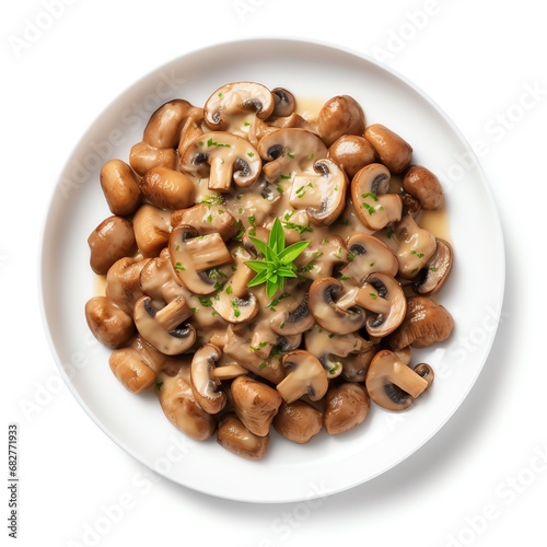 a plate of mushrooms and sauce