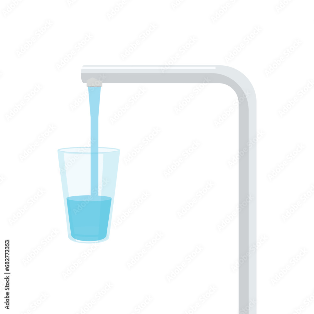 Pouring glass of water from faucet Pouring glass of water from faucet