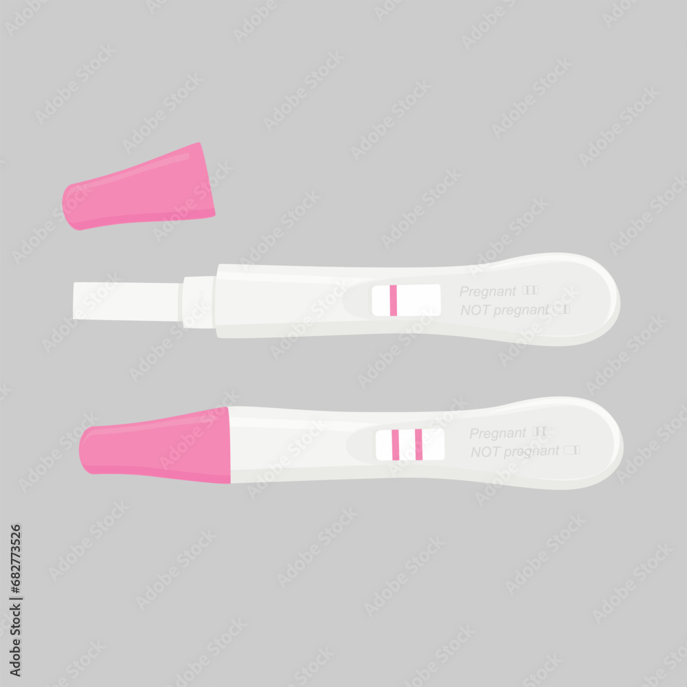 Positive, negative 2 lines pregnancy test kits - obrazy, fototapety, plakaty 