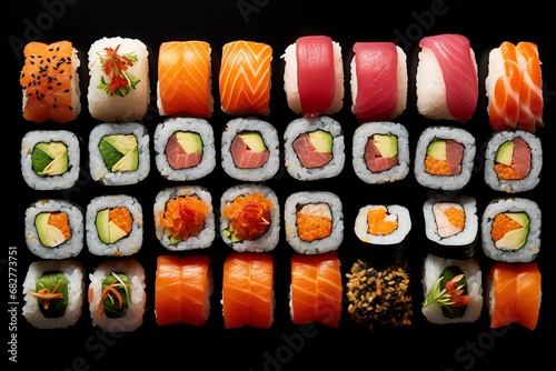 a group of sushi rolls