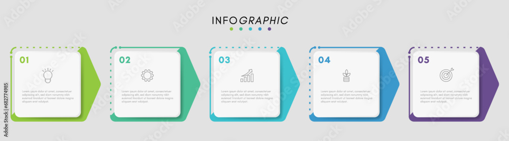 Business infographic design template with icons and 5 steps.