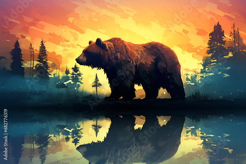 bear in the sunset - Generative AI
