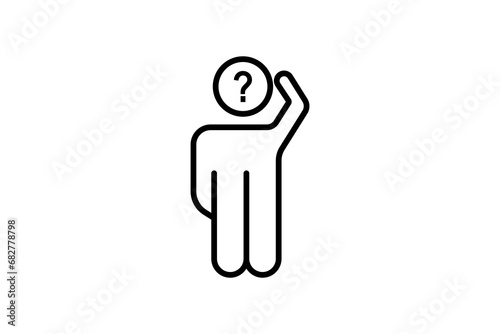 confused icon. human scratching head and question mark. icon related to confusion. line icon style. simple vector design editable