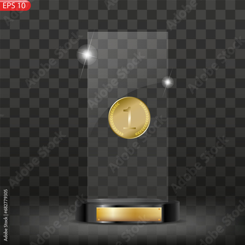 glass Winner trophies. Glass Trophy Awards. First place award, crystal prize and signed acrylic trophies.