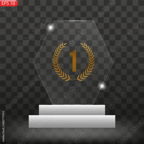 glass Winner trophies. Glass Trophy Awards. First place award, crystal prize and signed acrylic trophies.