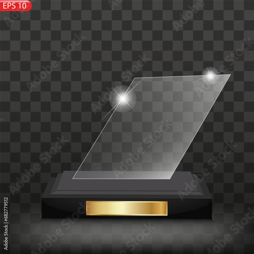 glass Winner trophies. Glass Trophy Awards. First place award, crystal prize and signed acrylic trophies.