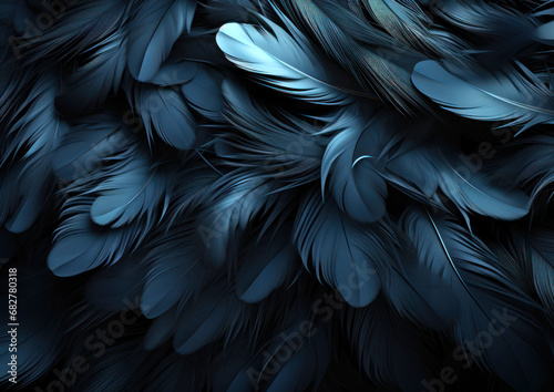 abstract background black and blue feathers texture top view