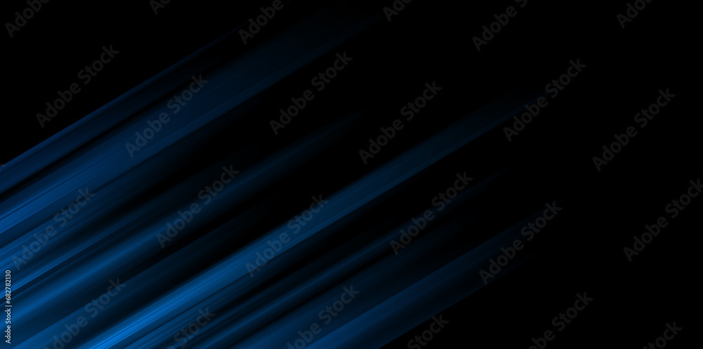 Black abstract background with blue colored stripes. Wide modern dark abstract banner design Black abstract background with blue colored stripes. Wide modern dark abstract banner design