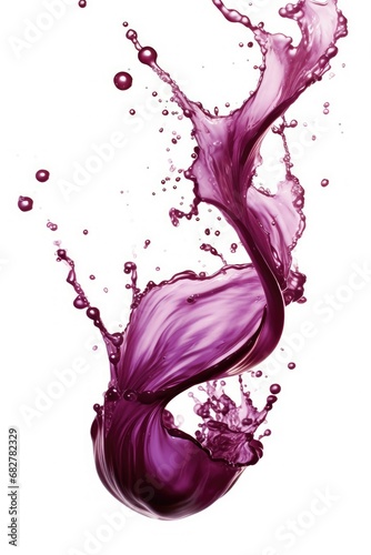Splashes of grape juice on a white background. 