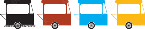 Food Cart Vector.Local stall icon set. street market food stand line vector symbol.