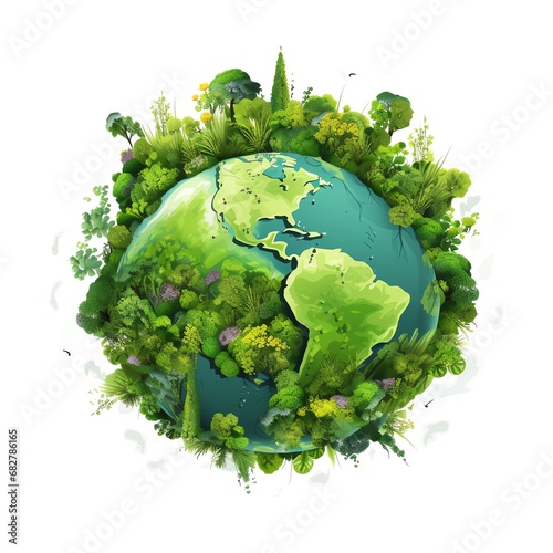 a green planet with trees and plants