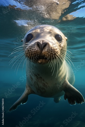 Seal in the sea. This is a 3d render illustration © Kristina